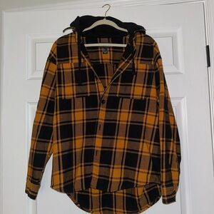 Men's Black and Yellow Plaid Shirt